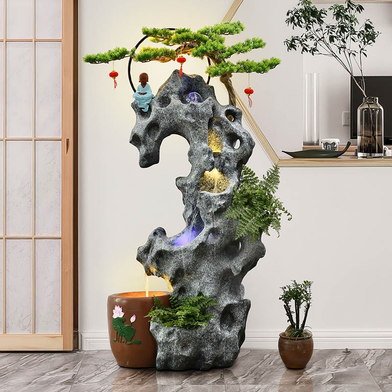 大型花园庭院装饰鱼池落地假山流水摆件喷泉公司阳台鱼缸瀑布造景