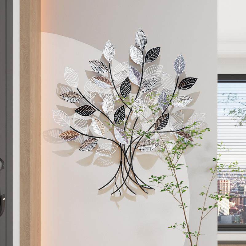 现代极简立体玄关铁艺植物挂件创意民宿壁饰电视背景墙面点缀装饰