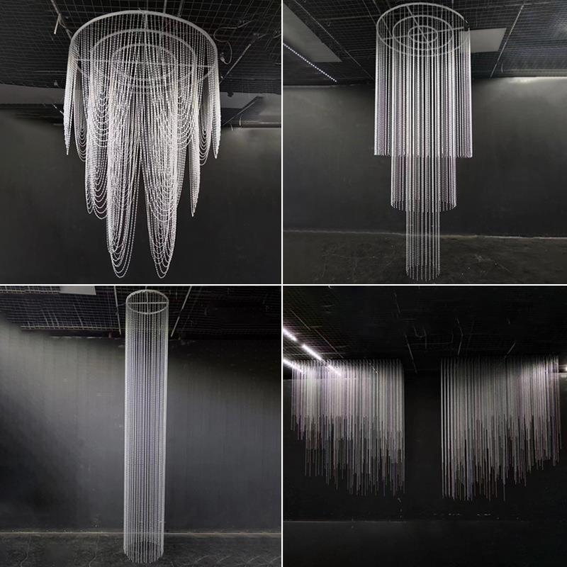 婚庆亚克力亚克力珠帘吊顶酒店宴会厅成品圆环路引帘舞台背景装饰