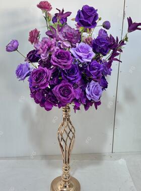 IFG外贸现货酒店婚礼仿真花假花35cm户外拍摄布置桌花道具紫色花