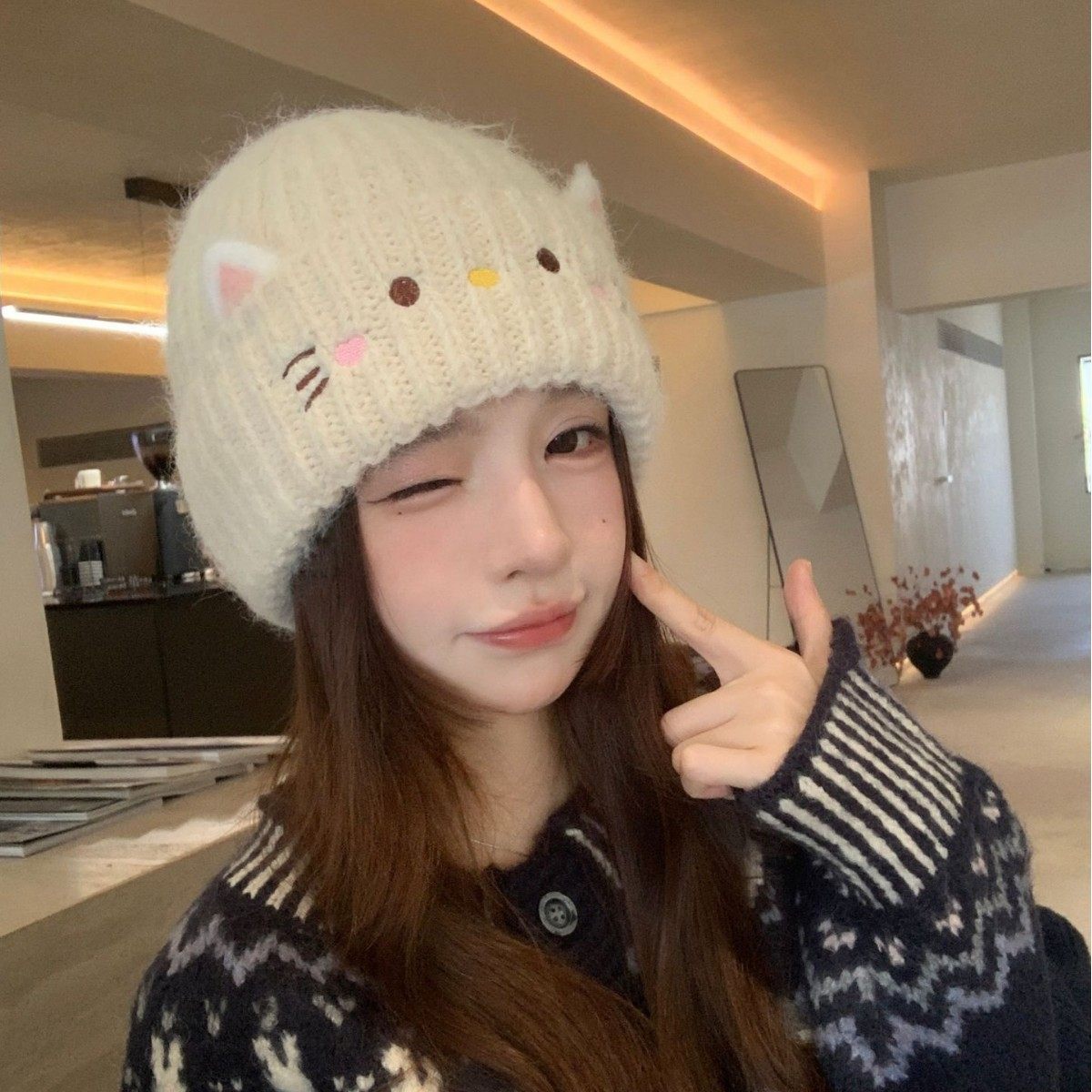 新款可爱小猫毛线帽秋冬女保暖加绒时尚帽子百搭休闲护耳针织帽,服饰配件/皮带/帽子/围巾,毛线,淘宝优惠券,粉丝福利购,淘宝优惠卷