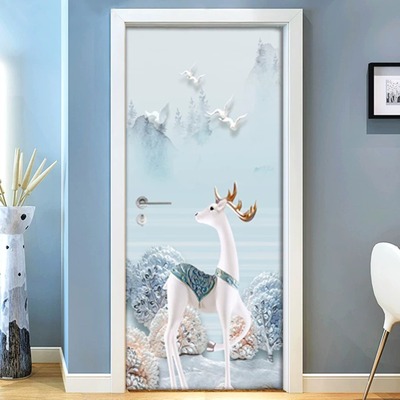 定制门贴纸整张木门翻新自粘卧室门厨房玻璃门装饰贴膜墙贴画k155