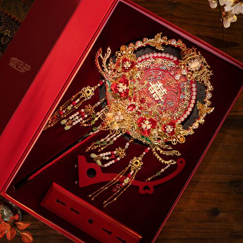 新娘团扇手工自制diy材料包成品喜扇闺蜜结婚礼物高级感定制扇子