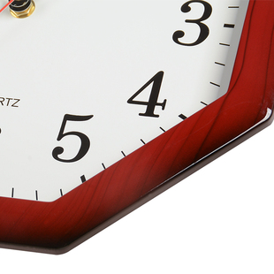 红色八卦挂钟客厅家用大气八角形钟表中式复古挂表静音挂墙时钟