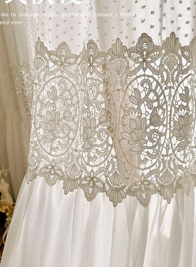 法式白色唯美浪漫蕾丝花边雪纺纱帘隔断卧L室阳台复古宫廷风窗纱