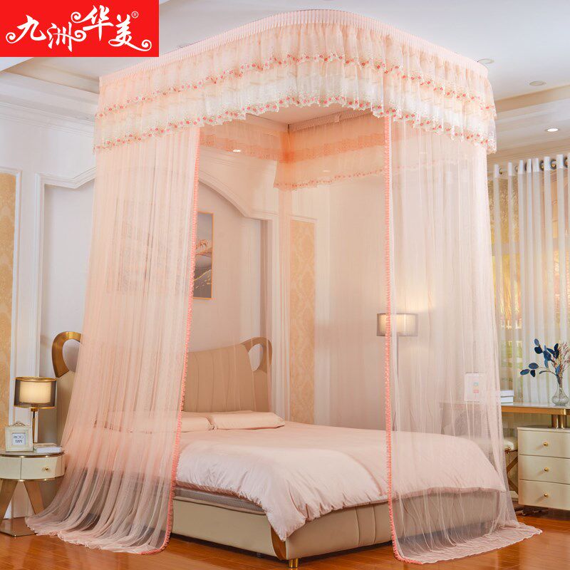 u型轨道导轨天h花吸顶豪华拉幕式大蚊帐1.8m家用落地式定制尺寸1.