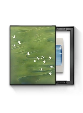 中古风绿色电表箱装饰画竖版2024新款遮J挡配电箱电闸盒总开关挂