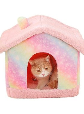 猫窝狗窝宠物窝猫屋狗屋猫房子垫子深度睡眠封闭窝可拆洗四季通用