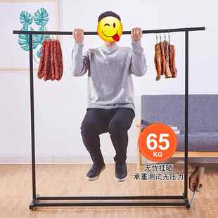 小型粗管置地式晾衣架子落地加粗加厚H伸缩杆单干家用卧室内带滚