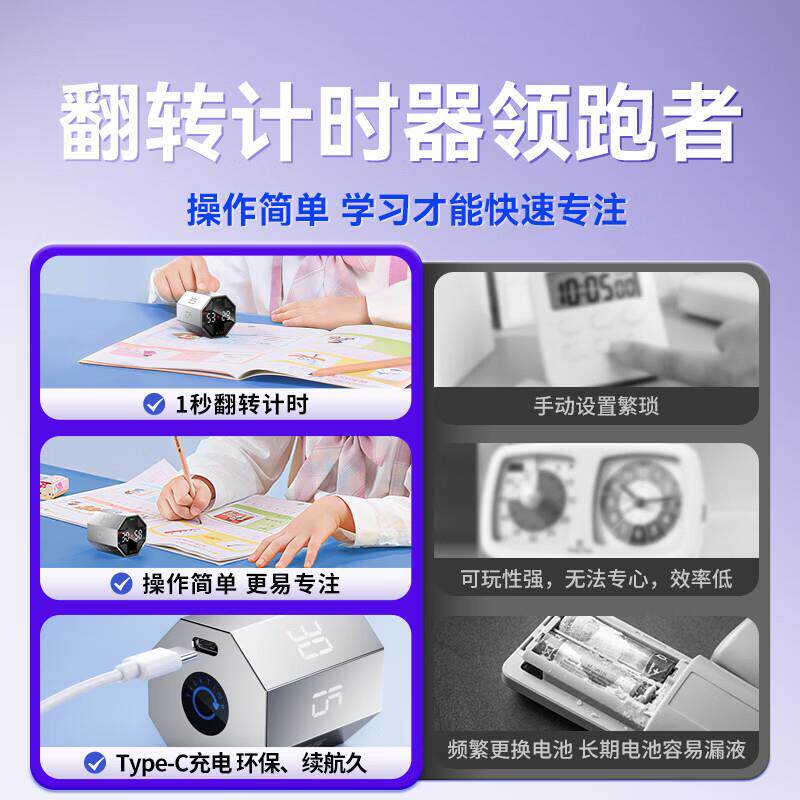 绿巨能八面物旋转计时564器重力感应翻面计时创意数字显示LED礼款