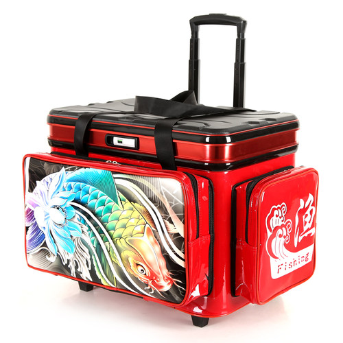 新款硬盖多功能钓鱼拉杆箱活鱼桶大轮加厚鱼护桶钓鱼桶拉杆包可坐