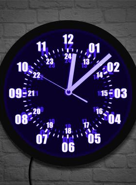 LED发光带灯挂钟黑色墙钟家居装饰时钟壁钟数字钟