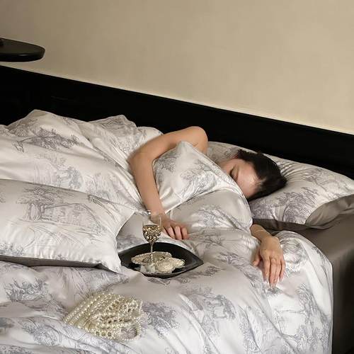 法式复古轻奢风秋冬季100S天丝棉磨毛四件套保暖床单被套床笠南通