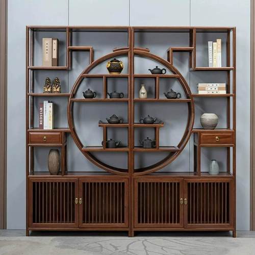 实木仿古博古架多宝阁中式书架办公室商铺隔断架茶柜摆件架陈列柜