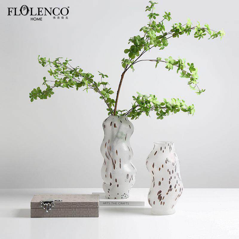 现代极简波浪纹磨砂斑点玻璃花瓶样板房客厅餐桌插花艺术花器装饰,自行车/骑行装备/零配件,更多零件/配件,淘宝优惠券,粉丝福利购,淘宝优惠卷