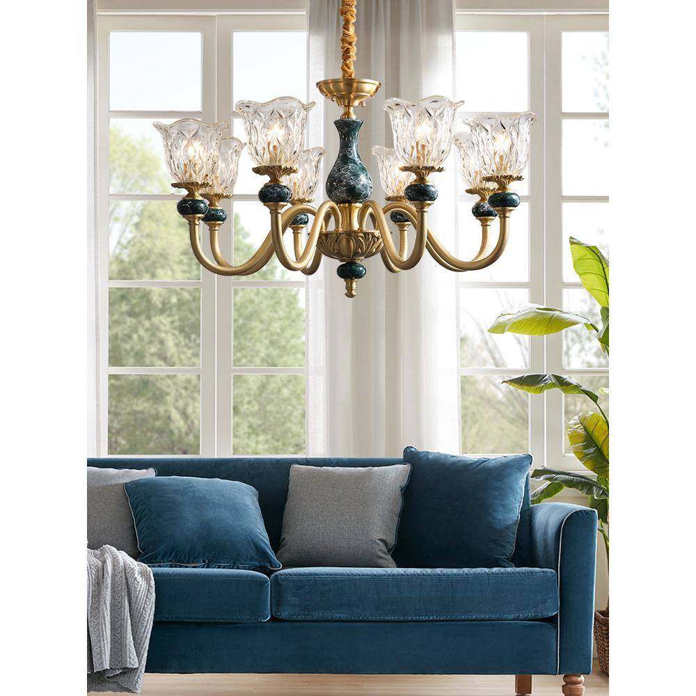 欧式吊灯轻奢客厅灯具简欧全铜复古陶瓷美式简约奢华大气餐厅灯