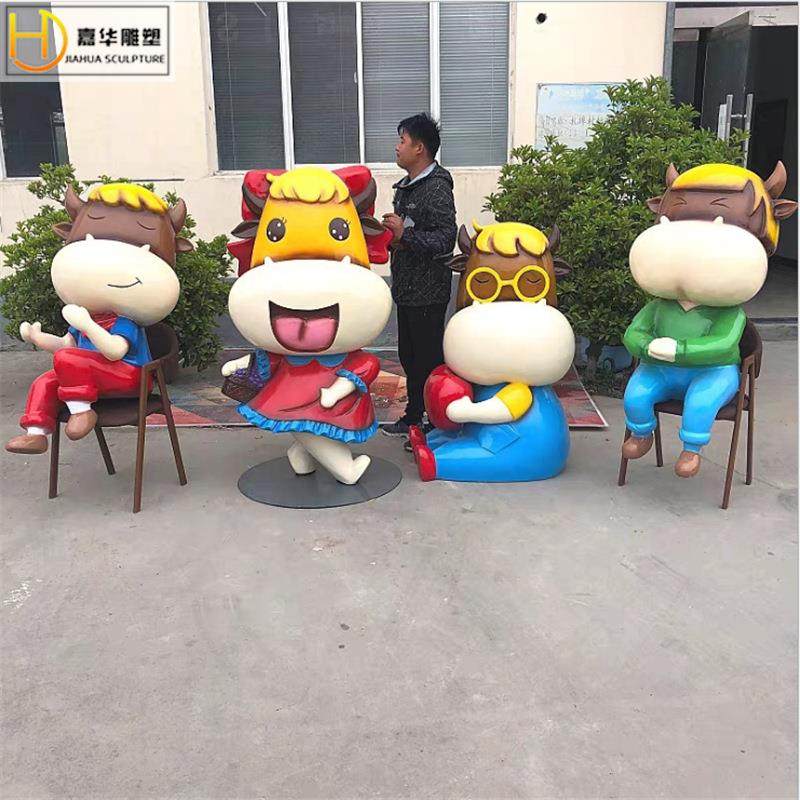户外园林小品卡通奶牛玻璃钢雕塑农场商场美陈幼儿园装饰品大摆件