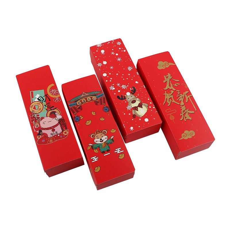 红色喜庆包装盒长条蛋黄酥西点盒牛轧糖雪花酥饼干糖果盒子创意款