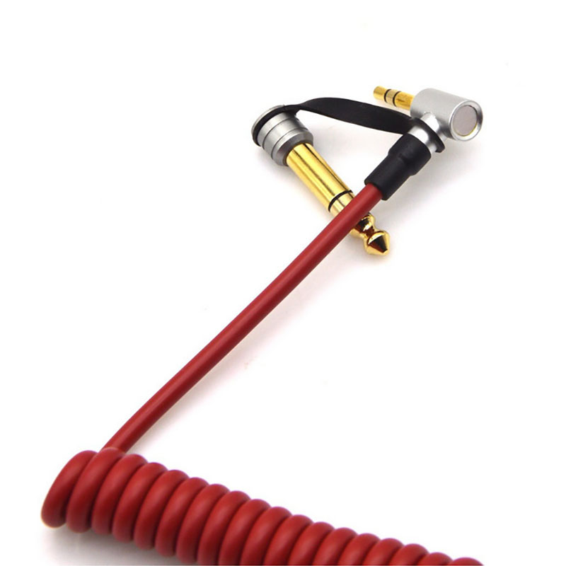 3.5转6.5弹簧音频线6.35两用吉他音箱手机伴奏声卡电话伸缩连接线
