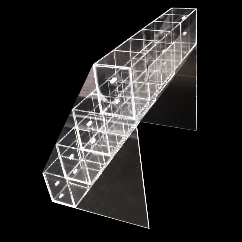 高透明亚克力阶梯型盒子展示盒收纳盒笔架化妆品成列摆放展示架柜