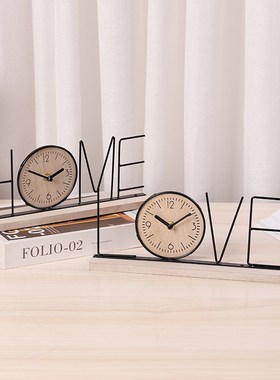 创意字母桌面时钟摆放式客厅台式钟表静音艺术玄S关电视柜装饰摆