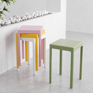 塑料凳子家用加厚可叠放高板凳现代简约客厅方凳备V用胶凳餐桌椅