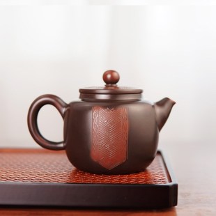 广西坭兴陶茶具一壶四杯套装 壮锦木兰壶套装 约250cc