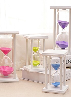 心理咨询室沙漏45/60分钟沙漏计时器 木质玻璃家居装饰摆件