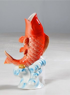 鲤鱼花瓶珐琅瓷送礼花瓶s摆件简约现代陶瓷实用家居工艺装饰品