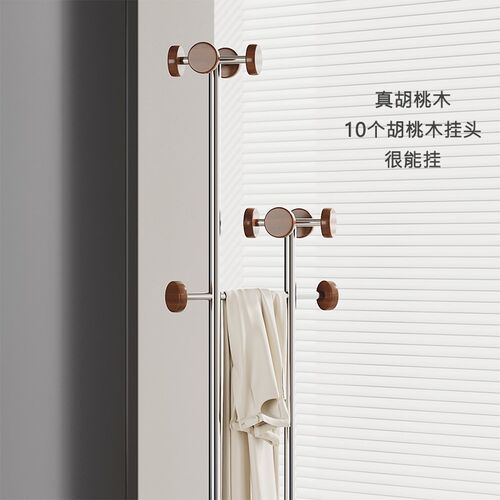 家用落地挂衣帽架卧室q床边挂衣架门口转角立式挂衣杆小衣架不占