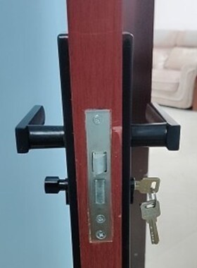 实木门锁老式门把手小5r0锁黑色门锁家用静音黑色简约卧室房门锁