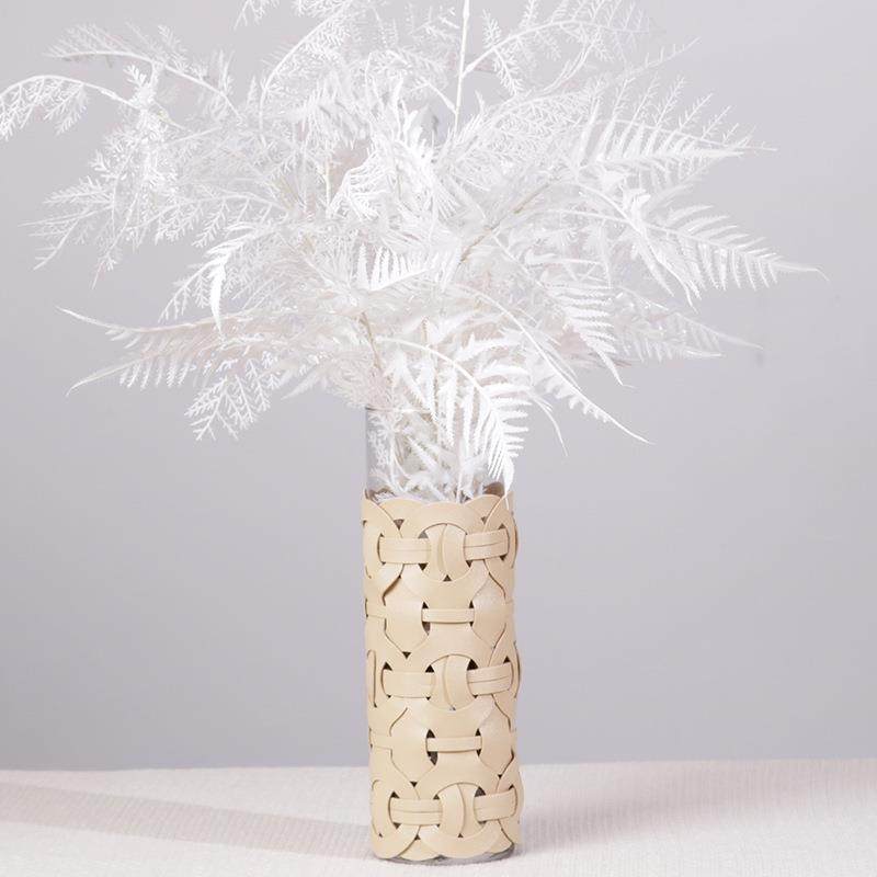 北欧轻奢直筒玻璃花瓶客厅轻奢高级编织皮革装饰品花器设计师摆件,清洗/食品/商业设备,风口/风叶/风机配件,淘宝优惠券,粉丝福利购,淘宝优惠卷