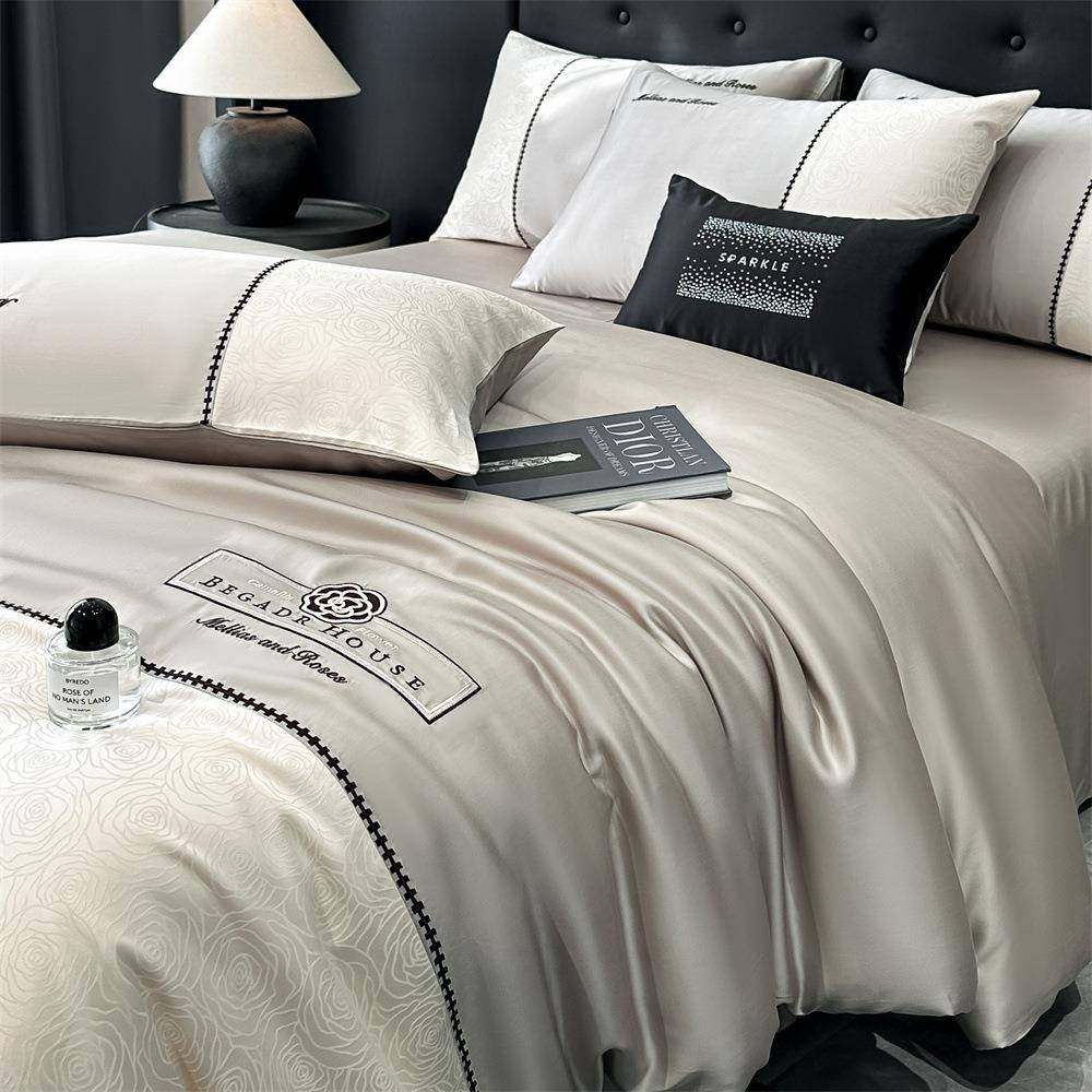 A类莱赛尔兰精天丝四件套夏季凉感真丝冰丝床单被套丝滑裸睡床品4