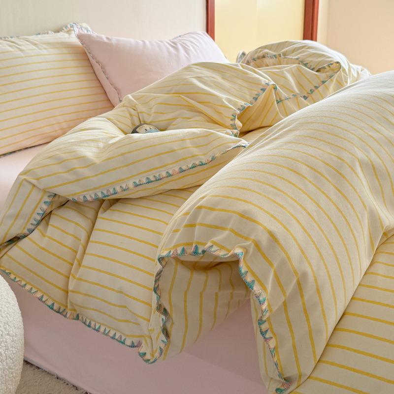 纯棉加厚磨毛床上用品四件套2025新款秋冬季被套床单笠三件套