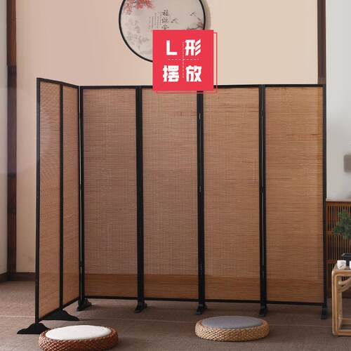 现代简约办公室家用中式竹子屏风隔断墙客厅折叠移动挡板卧室遮挡