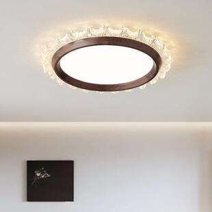 法式奶油风卧室吸顶灯中古客厅主卧房间北美黑胡桃实木智能灯具