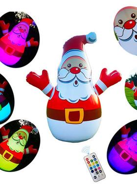 新款圣诞派对花园装饰80CMLED遥控发光充气不倒翁圣诞老人雪人