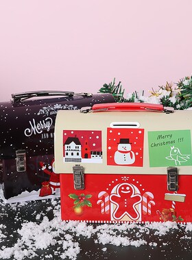 创意圣诞节盒子家用存钱罐儿童男孩女孩礼物手提马口铁储蓄罐