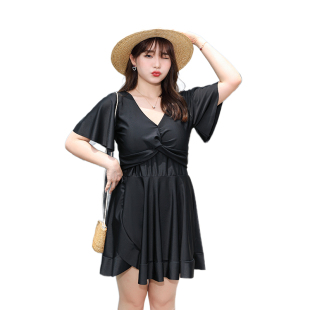 大码 加肥宽松显瘦胖mm 泳衣女200斤夏连体女孩保守遮肚胖妹妹长款