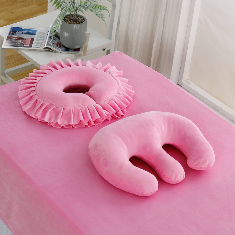趴枕美容院按摩美容床乳胶枕脸洞U形枕头护颈胸枕垫软可拆洗