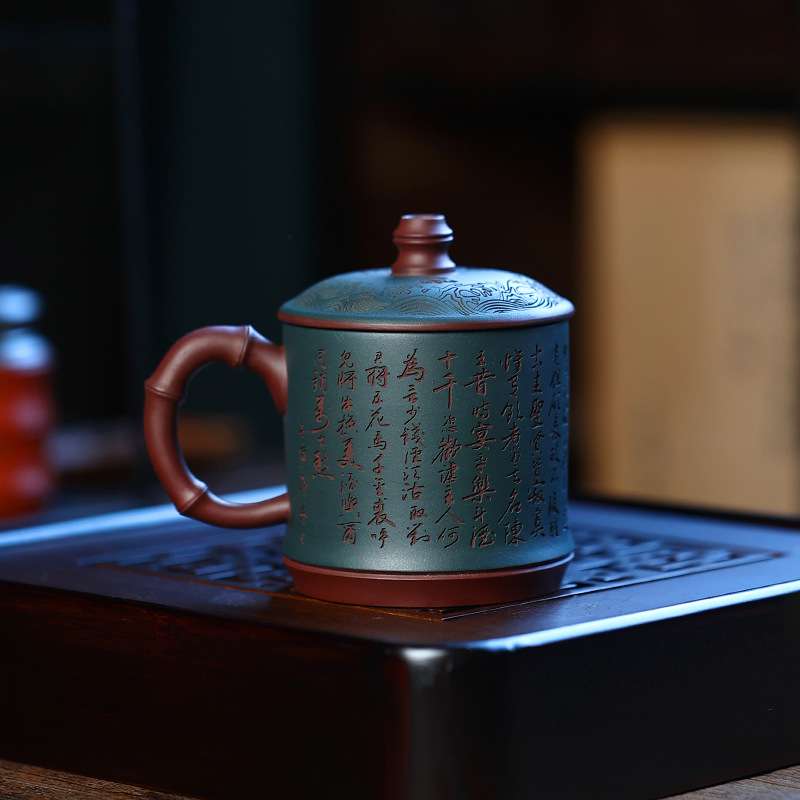 宜兴紫砂杯男士茶杯原矿泡茶将进酒杯子盖杯茶具竹节手作匠心