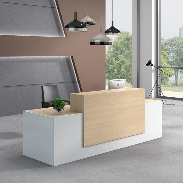公司前台接待台简约现代服务台办公桌非烤漆时尚板式收银台迎宾台