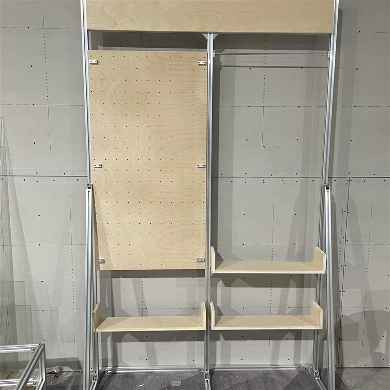 铝型材海洋板快闪店展览空间x创意洞洞板样品摆放陈列架艺术展览