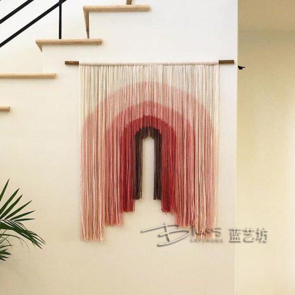 蓝艺坊 手工编织染色挂毯 欧美现代样板房民宿装饰壁毯壁挂装饰画