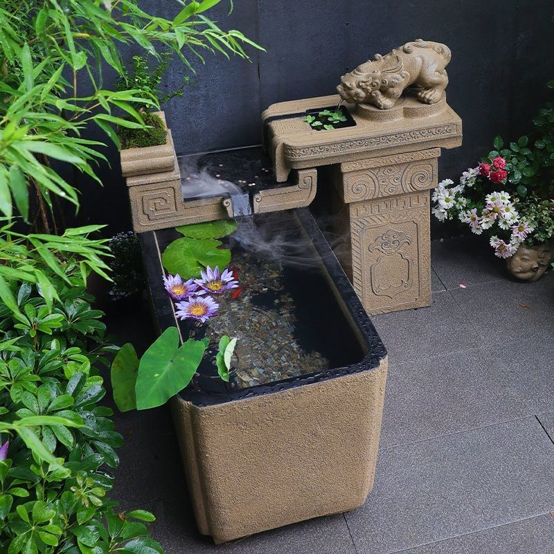 户外鱼池b循环流水摆件阳台鱼缸招财装饰造景花园布置庭院水系景