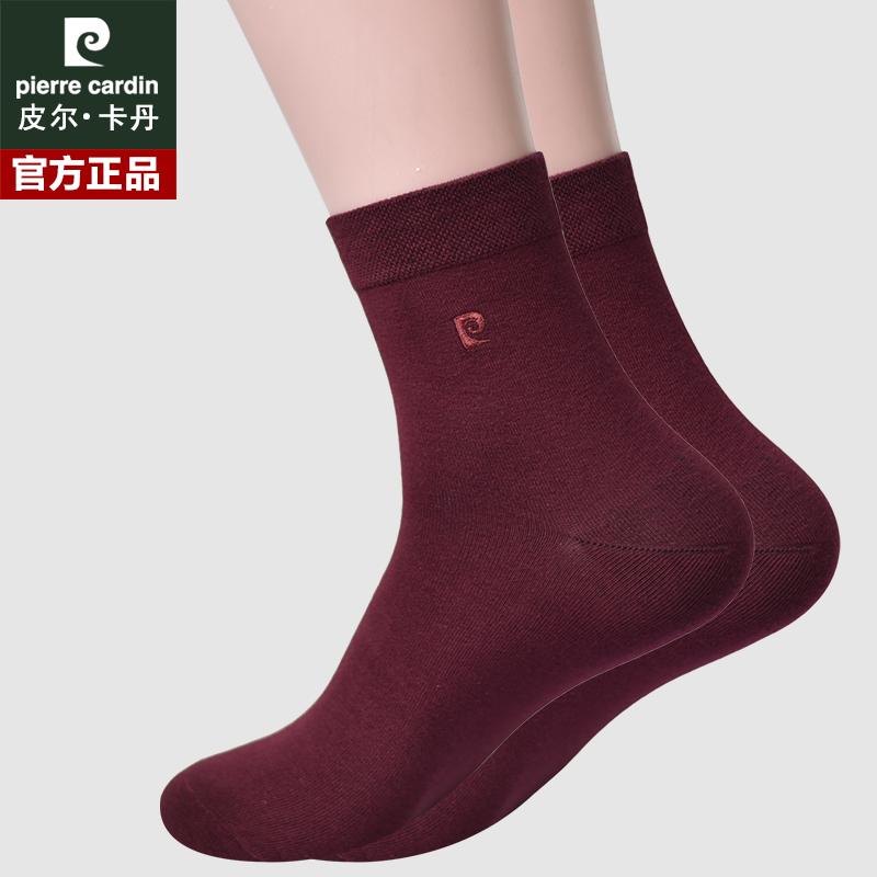皮尔卡丹男士酒红色本命年袜