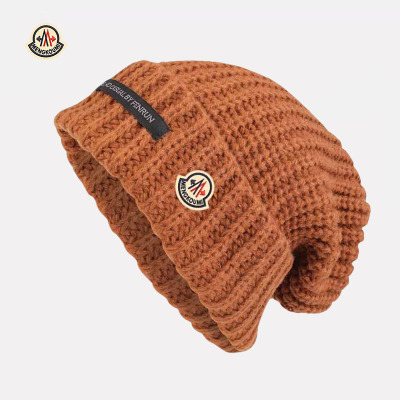 【香港直邮】蒙口米色帽子大头围粗毛线帽子女秋冬季显脸小针织帽