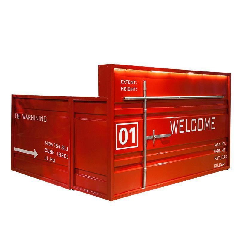 铁艺集装箱前台接待台商用复古吧台现代简约酒吧餐饮奶茶店收银台