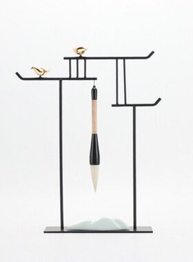 现代新中式创意陶瓷假山书房毛笔架摆件玄关书桌客厅家居软装饰品