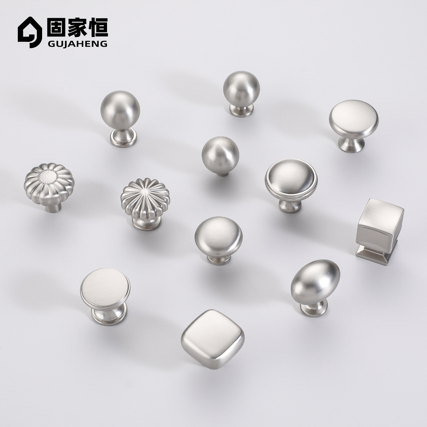 银拉丝极简拉手简约法式衣柜橱柜抽屉哑光银拉丝美式柜门单孔把手